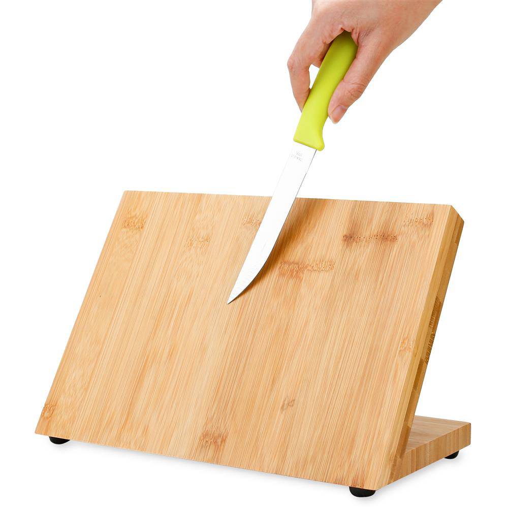 Intirilife Magnetisches Messerbrett in BAMBUS BRAUN – Holz Messerblock aus Bambus mit Magnet zur platzsparenden Aufbewahrung von Messern und Küchen