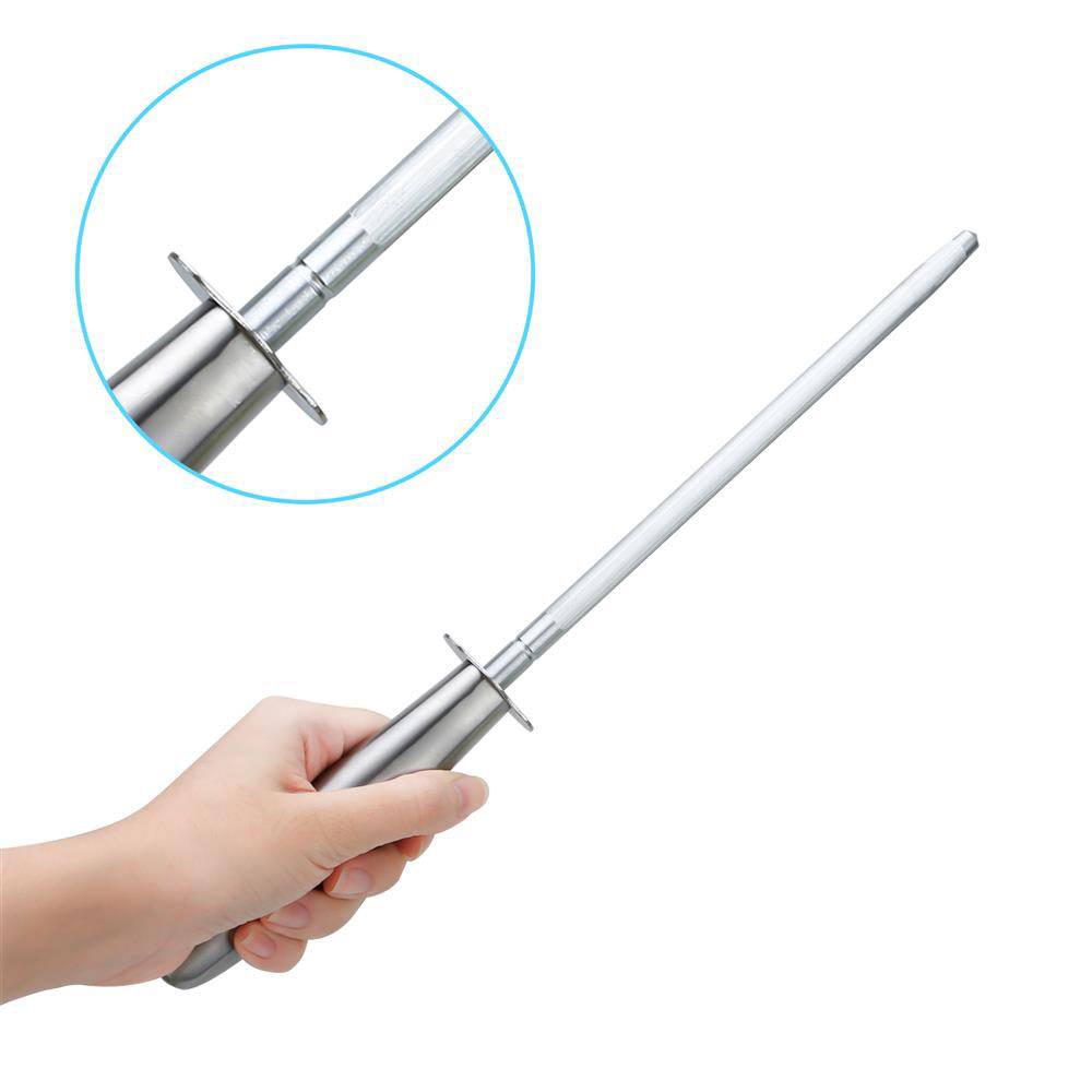 Intirilife Wetzstab Messerschärfer in SILBER – Manueller Wetzstahl Messerschleifer aus Edelstahl für Professionelles Schleifen und Schärfen – S