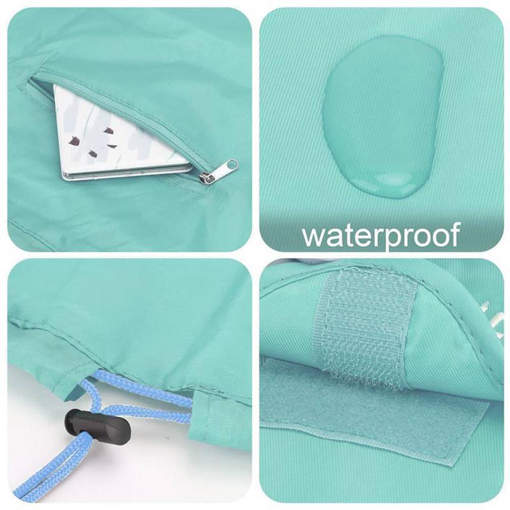 Intirilife Kosmetiktasche in HIMMEL BLAU – Runder One Step Kulturbeutel mit Kordelzug zum Zusammenziehen mit 2 inneren Reißverschlussfächern ideal