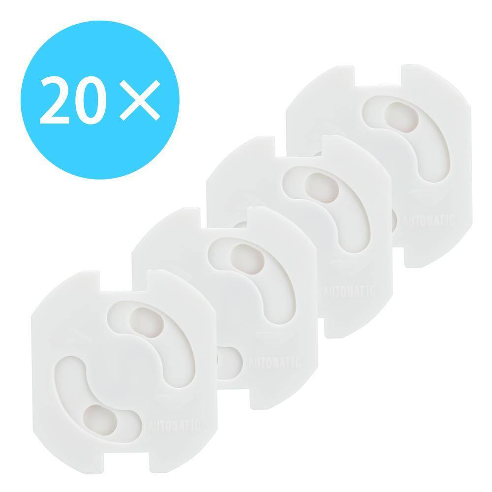 Intirilife Klebe Steckdosen Abdeckung in WEISS – 20er Set Steckdosenschutz zum Kleben mit Drehmechanik für besseren Schutz – Steckdosensicherung