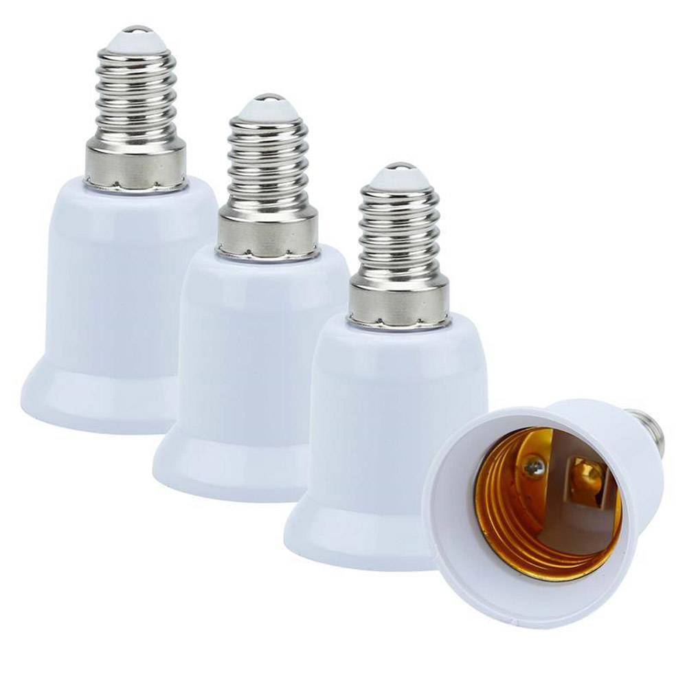Intirilife E14 auf E27 Lampensockel Adapter in WEISS – 4x Lampenadapter zum Umformatieren von E14 auf E27 – 4er Set Konverter für Lampenfassung f