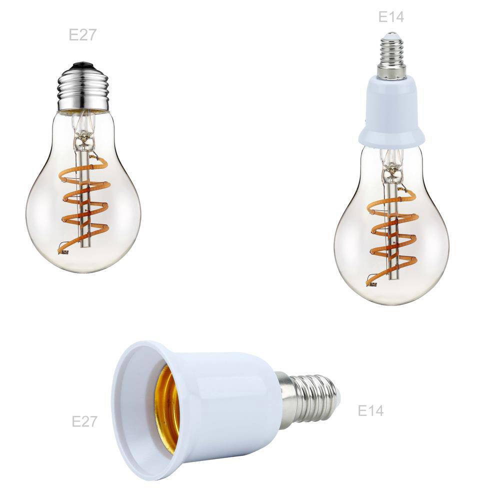 Intirilife E14 auf E27 Lampensockel Adapter in WEISS – 4x Lampenadapter zum Umformatieren von E14 auf E27 – 4er Set Konverter für Lampenfassung f