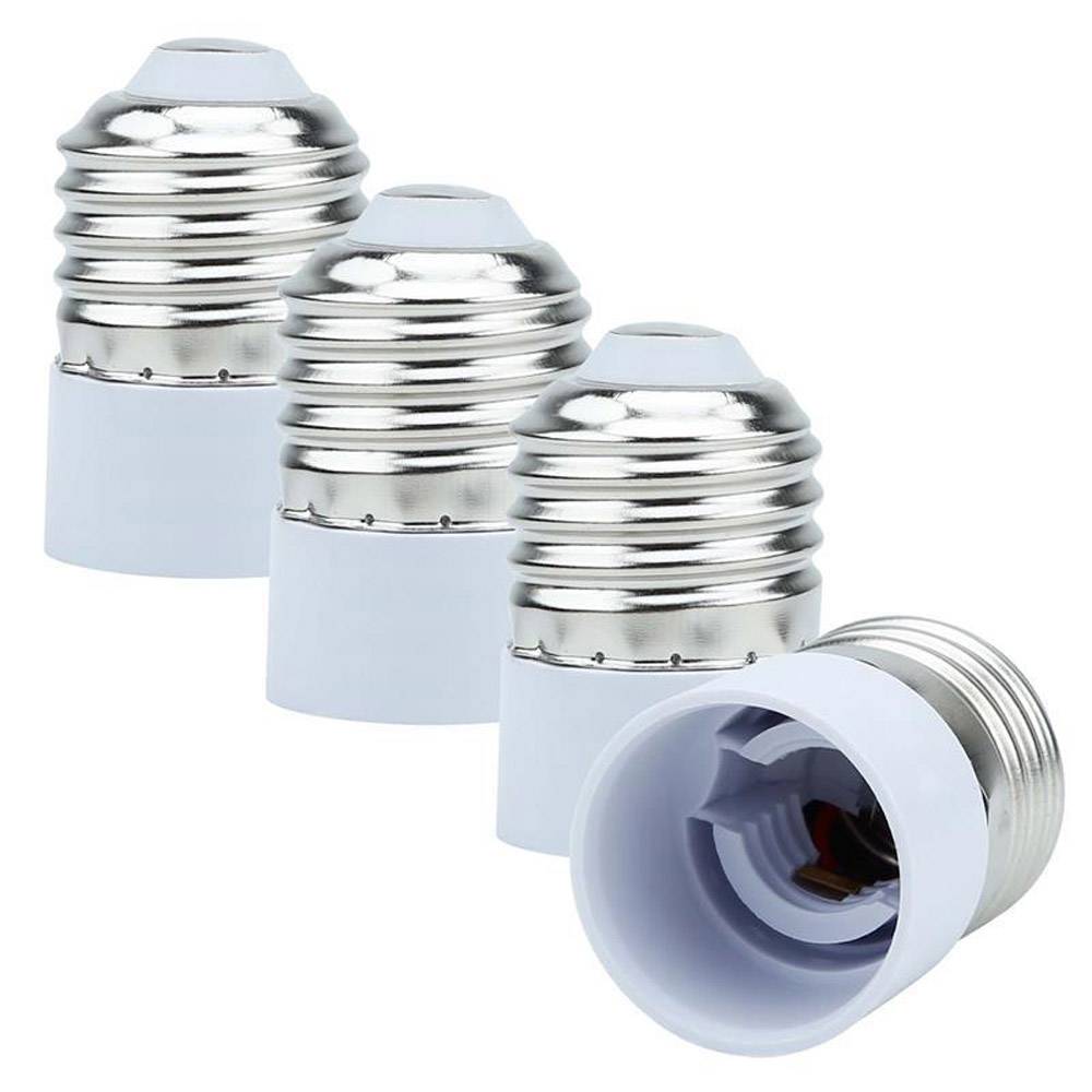 Intirilife E27 auf E14 Lampensockel Adapter in WEISS – 4x Lampenadapter zum Umformatieren von E27 auf E14 – 4er Set Konverter für Lampenfassung f
