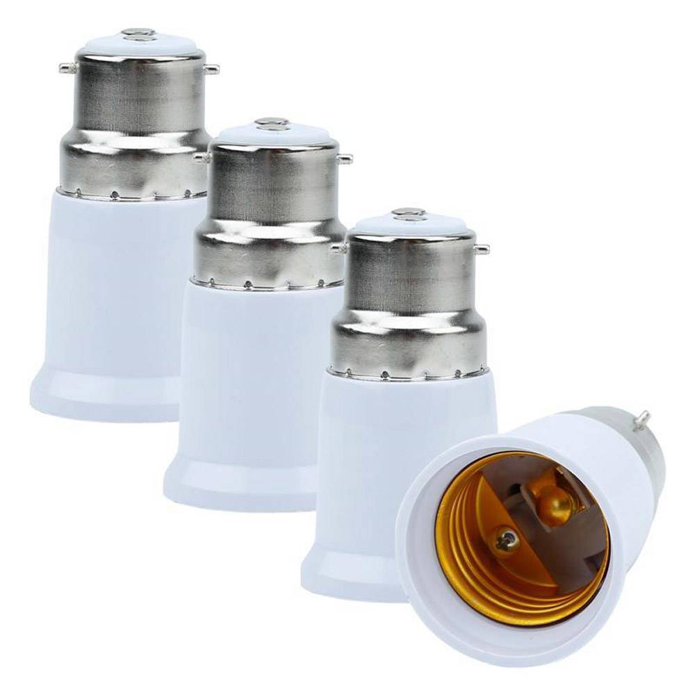 Intirilife B22 auf E27 Lampensockel Adapter in WEISS – 4x Lampenadapter zum Umformatieren von B22 auf E27 – 4er Set Konverter für Lampenfassung f