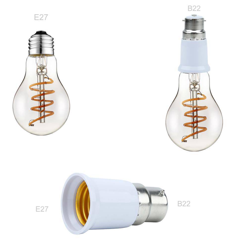 Intirilife B22 auf E27 Lampensockel Adapter in WEISS – 4x Lampenadapter zum Umformatieren von B22 auf E27 – 4er Set Konverter für Lampenfassung f