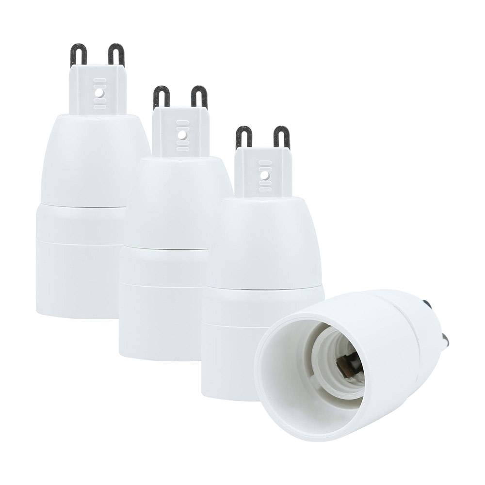 Intirilife G9 auf E14 Lampensockel Adapter in WEISS – 4x Lampenadapter zum Umformatieren von G9 auf E14 – 4er Set Konverter für Lampenfassung fü