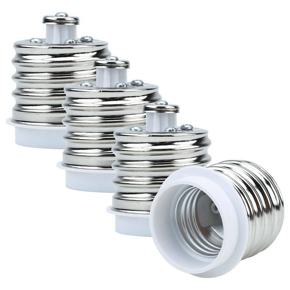 Intirilife E40 auf E27 Lampensockel Adapter in WEISS – 4x Lampenadapter zum Umformatieren von E40 auf E27 – 4er Set Konverter für Lampenfassung f