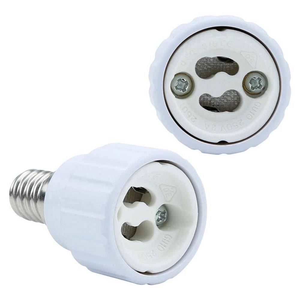 Intirilife E14 auf GU10 Lampensockel Adapter in WEISS – 4x Lampenadapter zum Umformatieren von E14 auf GU10 – 4er Set Konverter für Lampenfassung