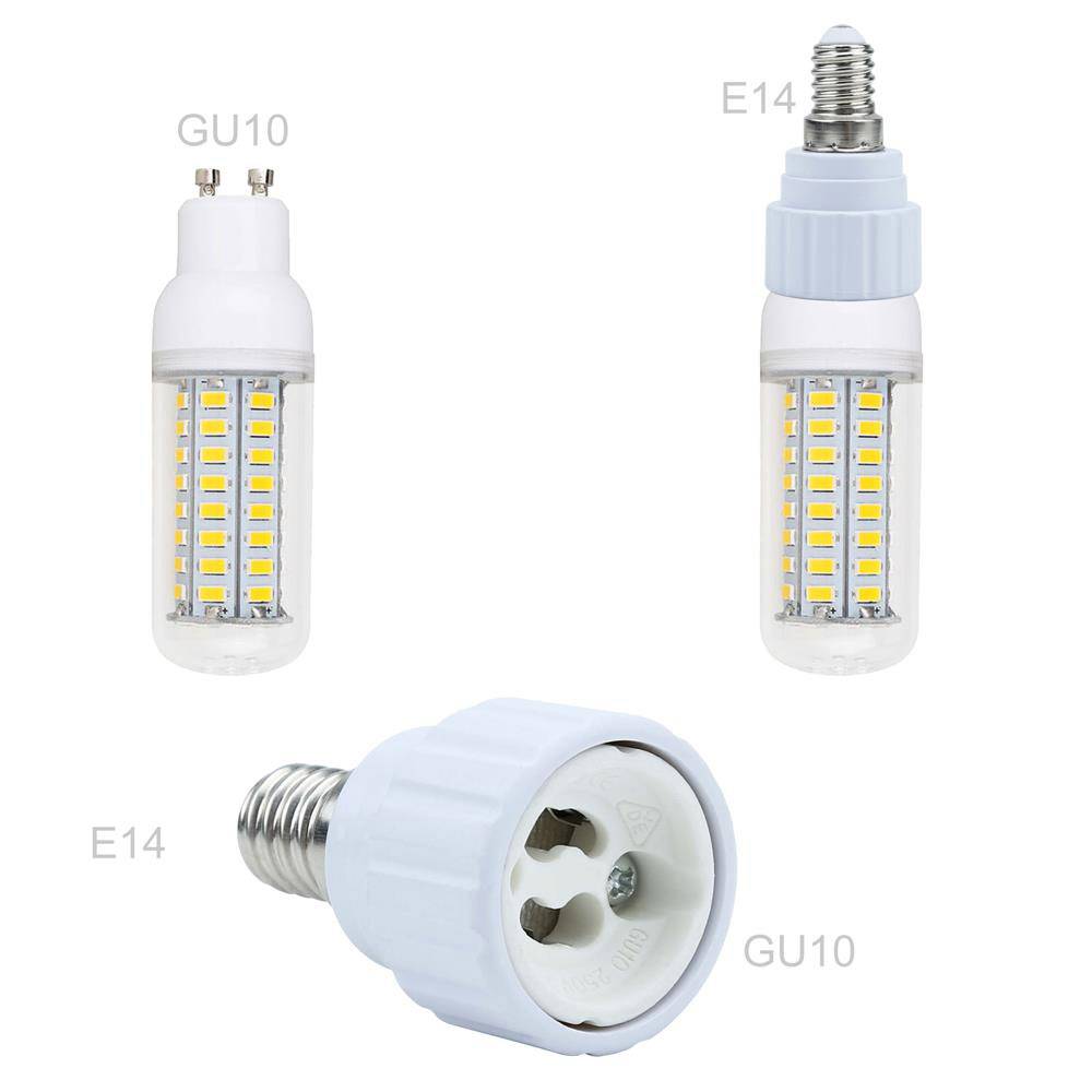Intirilife E14 auf GU10 Lampensockel Adapter in WEISS – 4x Lampenadapter zum Umformatieren von E14 auf GU10 – 4er Set Konverter für Lampenfassung