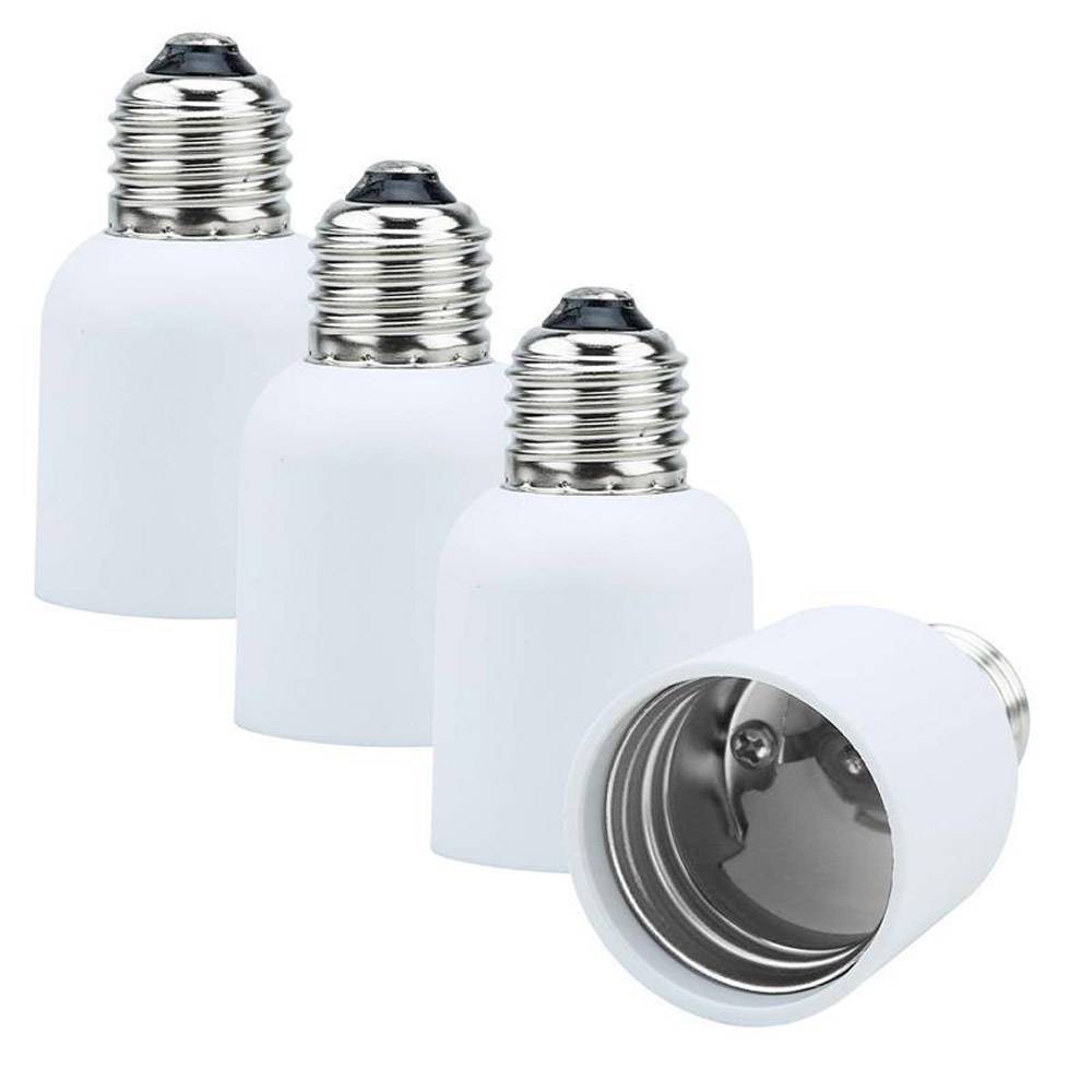 Intirilife E27 auf E40 Lampensockel Adapter in WEISS – 4x Lampenadapter zum Umformatieren von E27 auf E40 – 4er Set Konverter für Lampenfassung f