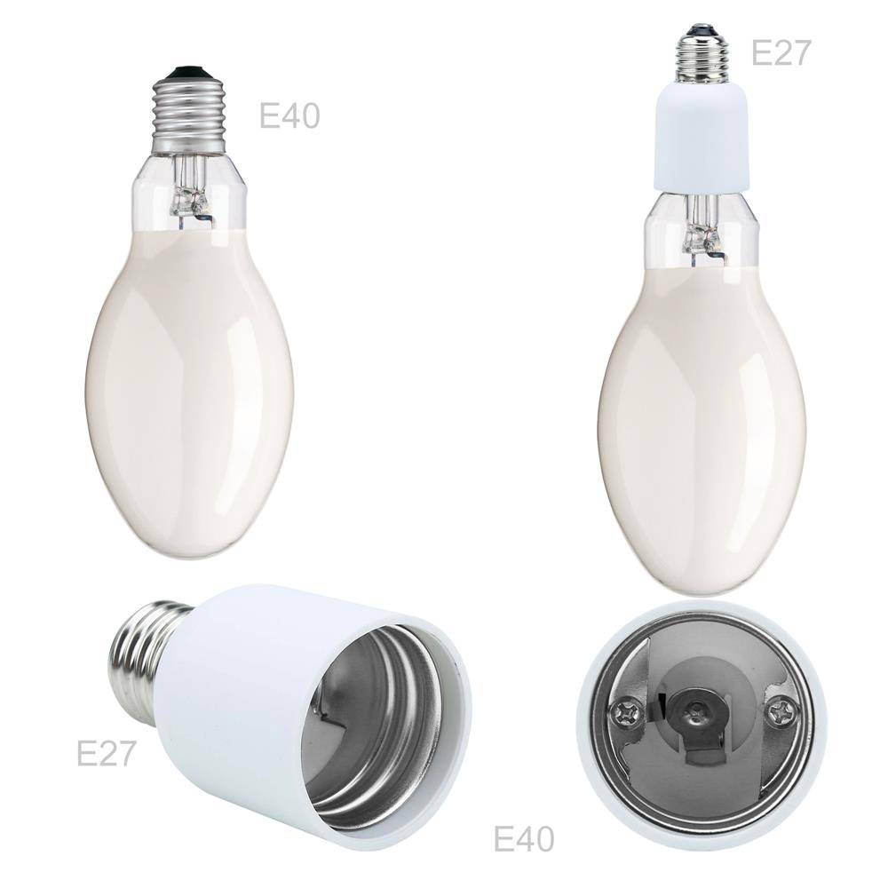Intirilife E27 auf E40 Lampensockel Adapter in WEISS – 4x Lampenadapter zum Umformatieren von E27 auf E40 – 4er Set Konverter für Lampenfassung f