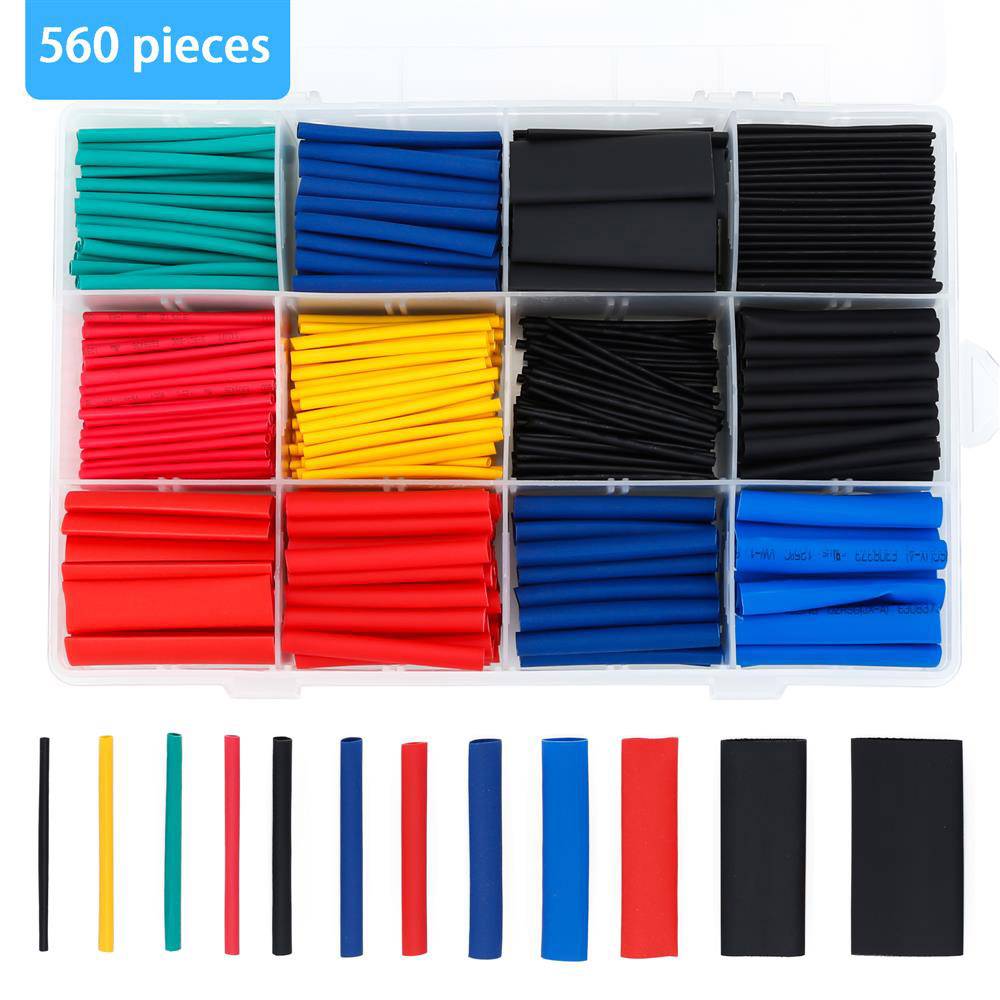 Intirilife 560er Box Lötverbinder in 12 GRÖßEN – 560 teiliges Flammwidriges Schrumpfschlauch Set in verschiedenen Größen – Koffer mit Lötmuf
