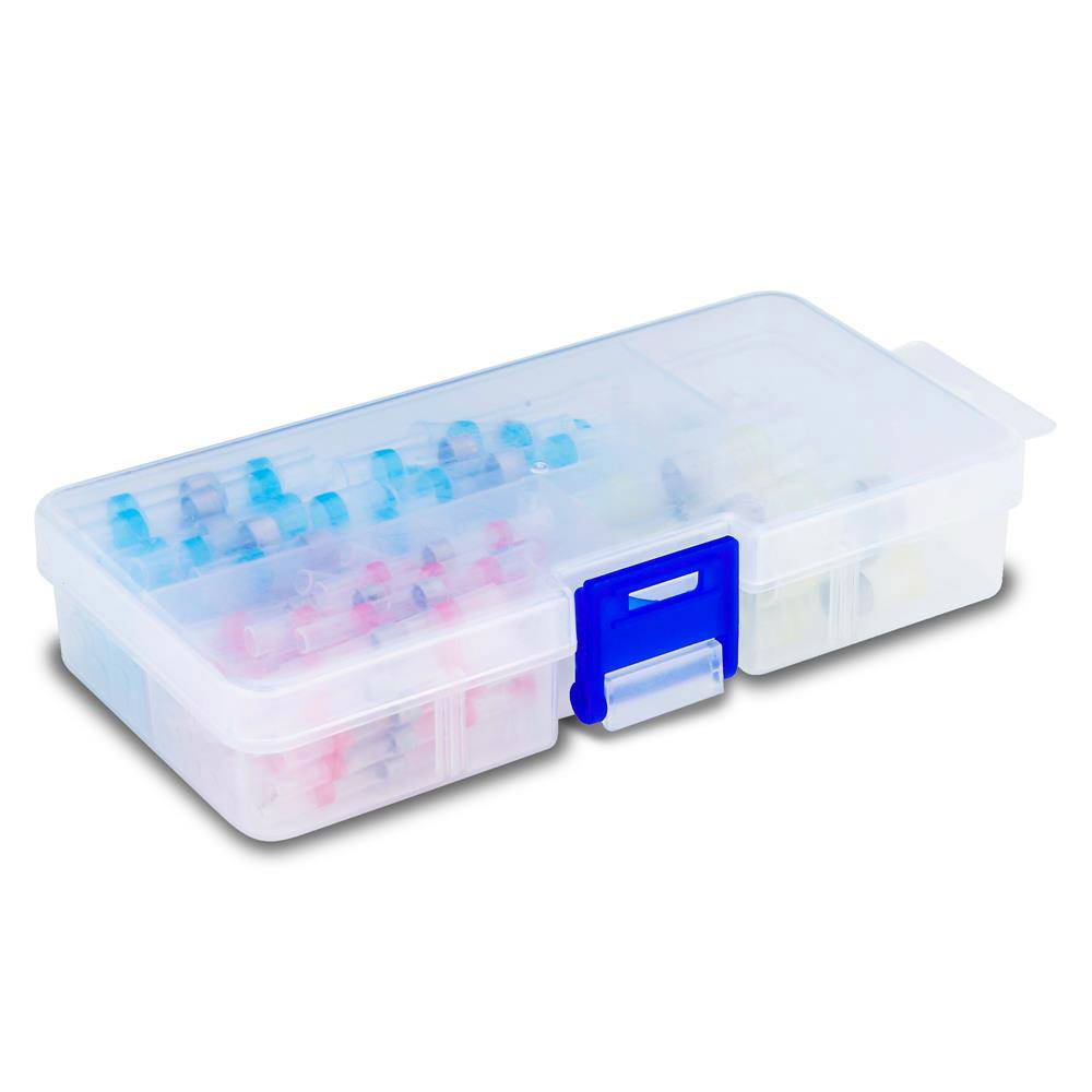 Intirilife 100er Box Lötverbinder in 4 GRÖßEN – Schrumpfschlauch Set à 100 Stück in verschiedenen Größen – Koffer mit transparenten Lötmuf