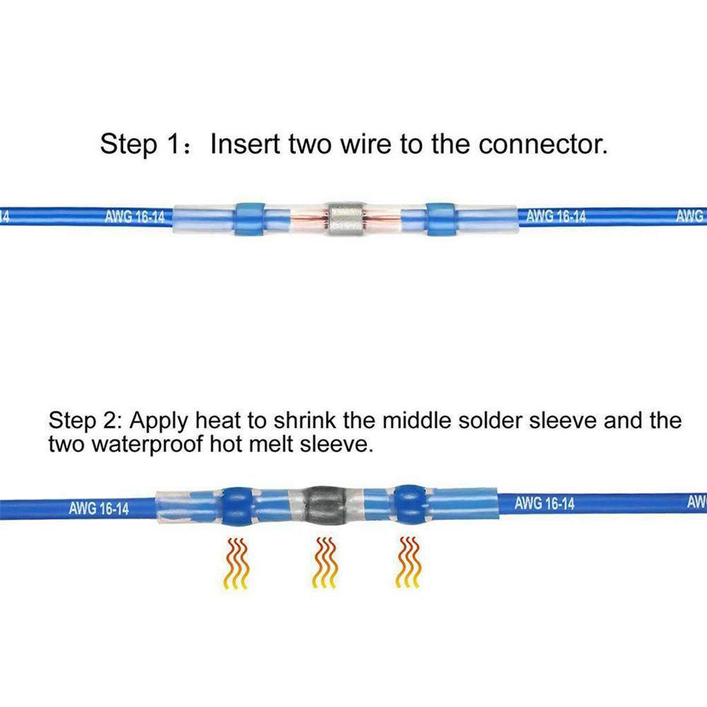 Intirilife 50er Box Lötverbinder in 4 GRÖßEN – Schrumpfschlauch Set à 50 Stück in verschiedenen Größen – Koffer mit transparenten Lötmuffe