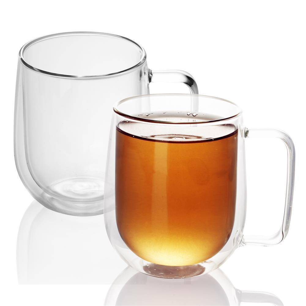 Intirilife 2x Doppelwandiges Thermo Glas Set in 250 ml – Thermoglas Thermogläser Mundgeblasen isoliert Latte Macchiato Teeglas Kaffeeglas Spülmasc