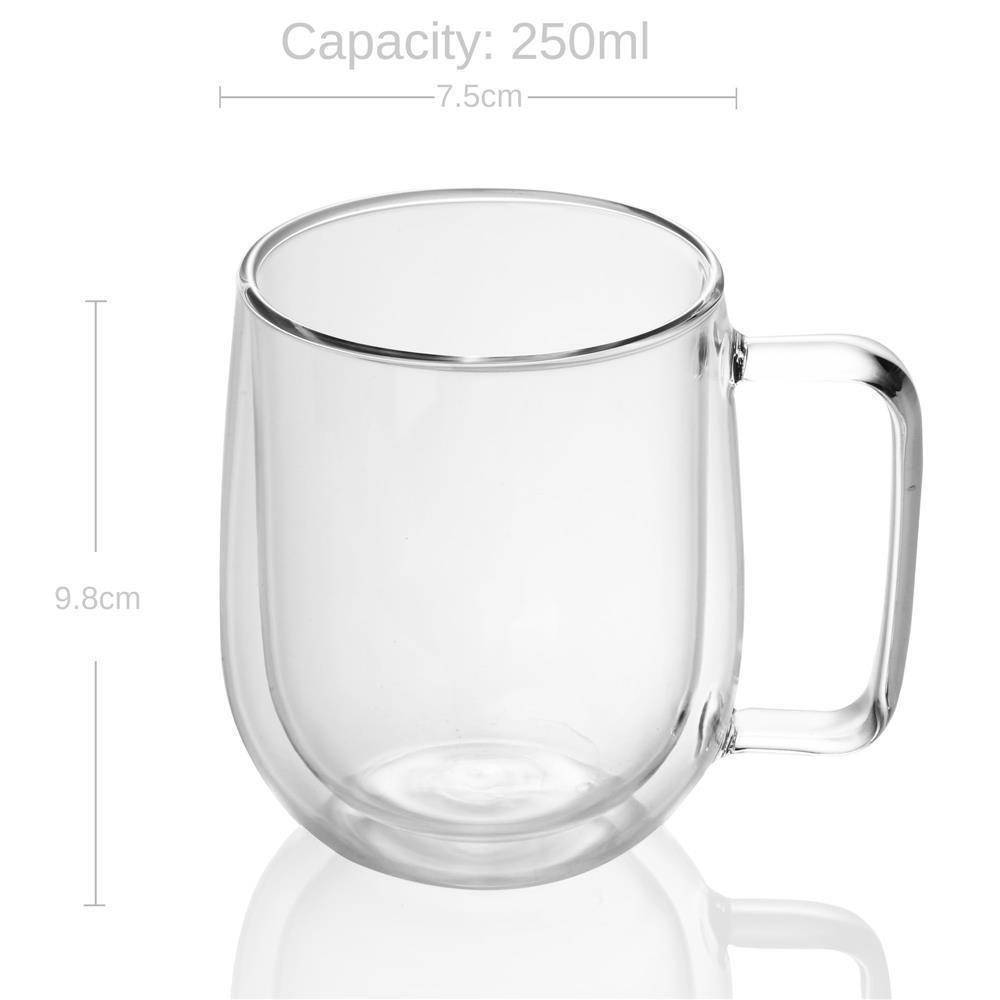 Intirilife 2x Doppelwandiges Thermo Glas Set in 250 ml – Thermoglas Thermogläser Mundgeblasen isoliert Latte Macchiato Teeglas Kaffeeglas Spülmasc