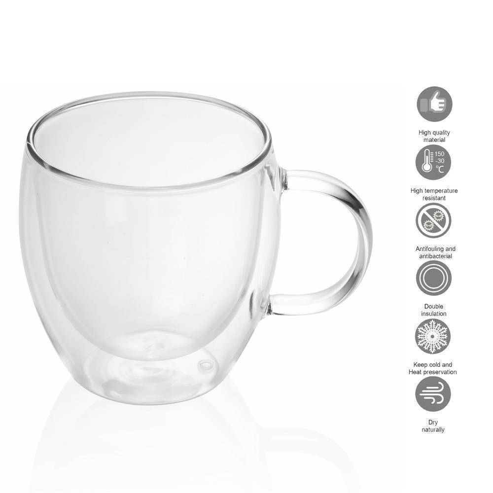Intirilife 4x Doppelwandiges Thermo Glas Set in 100 - 200ml – Thermoglas Thermogläser Mundgeblasen isoliert Latte Macchiato Espressoglas Teeglas Ka
