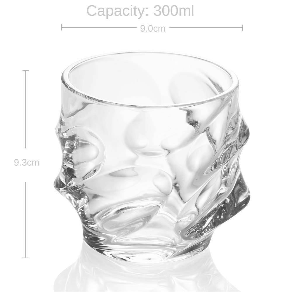 Intirilife 2x Whisky Glas in KRISTALL KLAR 'SCULPTURED' – Old Fashioned Whiskey Kristallglas Bleifrei im Sculpture Design spülmaschinengeeignet per