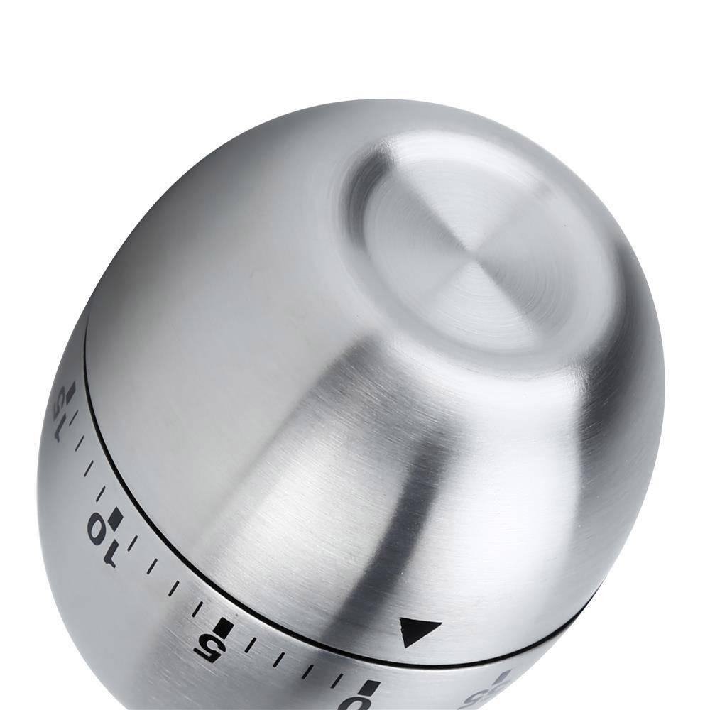 Intirilife Eieruhr in SILBER – Rostfreier Edelstahl Küchentimer in elegantem Eierform Design – Kurzzeitwecker für die Küche bis 55 Minuten