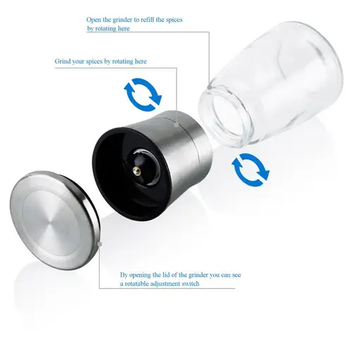 Intirilife 2er Set Gewürzmühle in SILBER TRANSPARENT – 2x Grinder Handmühle aus Glas und Edelstahl für die Küche perfekt geeignet zum Mahlen un Intirilife 2er Set Gewürzmühle in SILBER TRANSPARENT – 2x Grinder Handmühle aus Glas und Edelstahl für die Küche perfekt geeignet zum Mahlen un