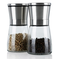 Intirilife 2er Set Gewürzmühle in SILBER TRANSPARENT – 2x Grinder Handmühle aus Glas und Edelstahl für die Küche perfekt geeignet zum Mahlen un Intirilife 2er Set Gewürzmühle in SILBER TRANSPARENT – 2x Grinder Handmühle aus Glas und Edelstahl für die Küche perfekt geeignet zum Mahlen un