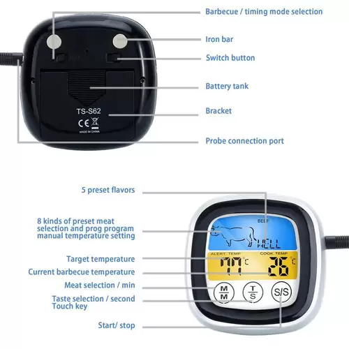 Intirilife Barbecue Thermometer in WEISS – Digitales BBQ Thermometer mit Timer zum Grillen und Kochen – Elektronisches Temperaturmessgerät Grillt Intirilife Barbecue Thermometer in WEISS – Digitales BBQ Thermometer mit Timer zum Grillen und Kochen – Elektronisches Temperaturmessgerät Grillt