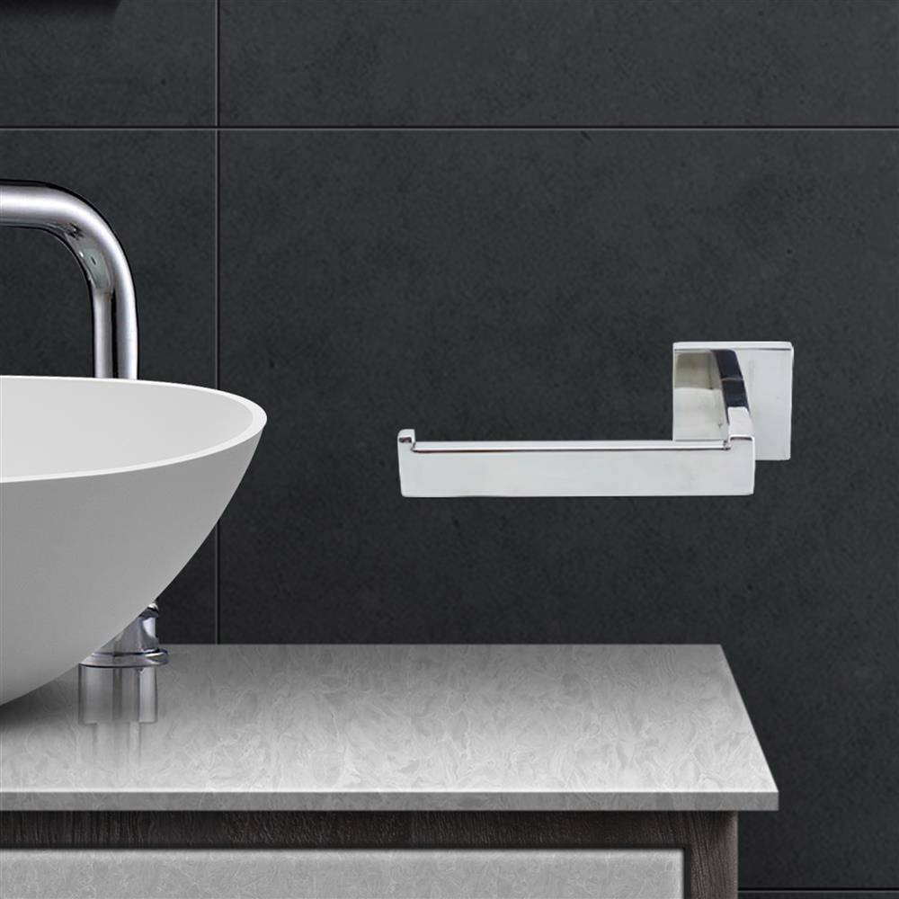 Intirilife Toilettenpapierhalter in SILBER – Schlichte Edelstahl Papierhalterung ohne Ablage zum Bohren – WC Papier Rollenhalter Handtuchhalter