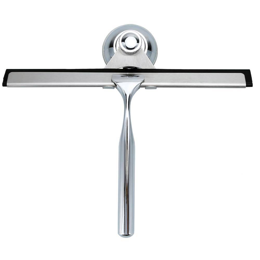 Intirilife Fensterabzieher in SILBER – Scheibenwischer mit Saugnapf Halterung ohne Bohren aus Edelstahl und Zinklegierung – Perfekt geeignet für