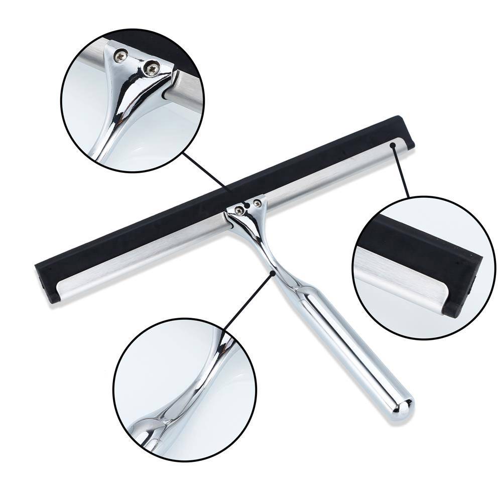 Intirilife Fensterabzieher in SILBER – Scheibenwischer mit Saugnapf Halterung ohne Bohren aus Edelstahl und Zinklegierung – Perfekt geeignet für