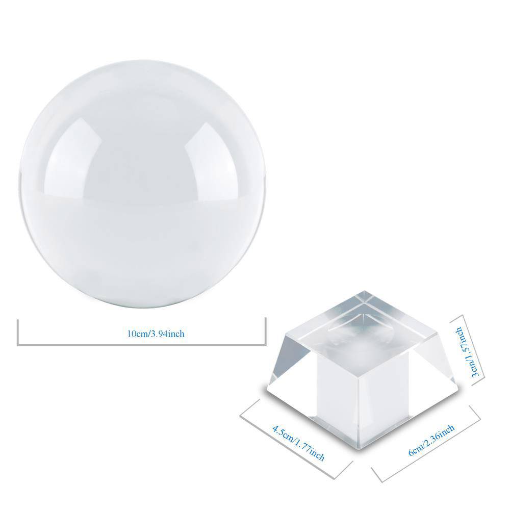 Intirilife Glaskugel mit Ständer in KRISTALL KLAR 100. mm – Kristallkugel mit Glasständer perfekt geeignet für Meditation, Fotografie, Dekoration