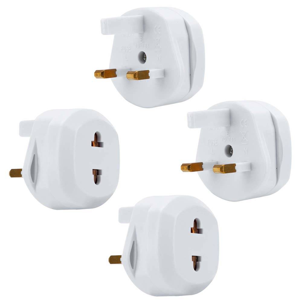 Intirilife 4x Steckdosen Adapter in WEISS – 4er Set UK Typ G auf USA Typ A Steckdosen Stromadapter Reisestecker für z.B. Amerika, Japan, Kanada, Th