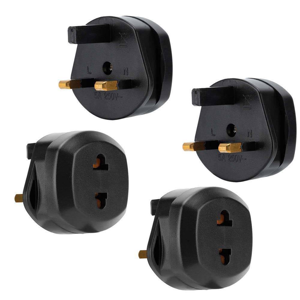 Intirilife 4x Steckdosen Adapter in SCHWARZ – 4er Set UK Typ G auf USA Typ A Steckdosen Stromadapter Reisestecker für z.B. Amerika, Japan, Kanada