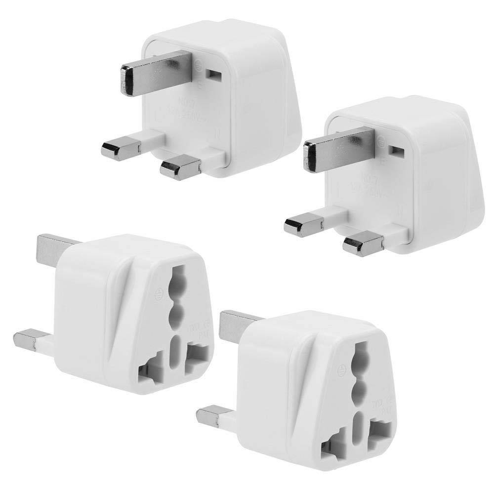 Intirilife 4x Steckdosen Adapter in WEISS – 4er Set UK Typ G Steckdosen Stromadapter Reisestecker für z.B. Deutschland, Italien, Spanien, Frankrei