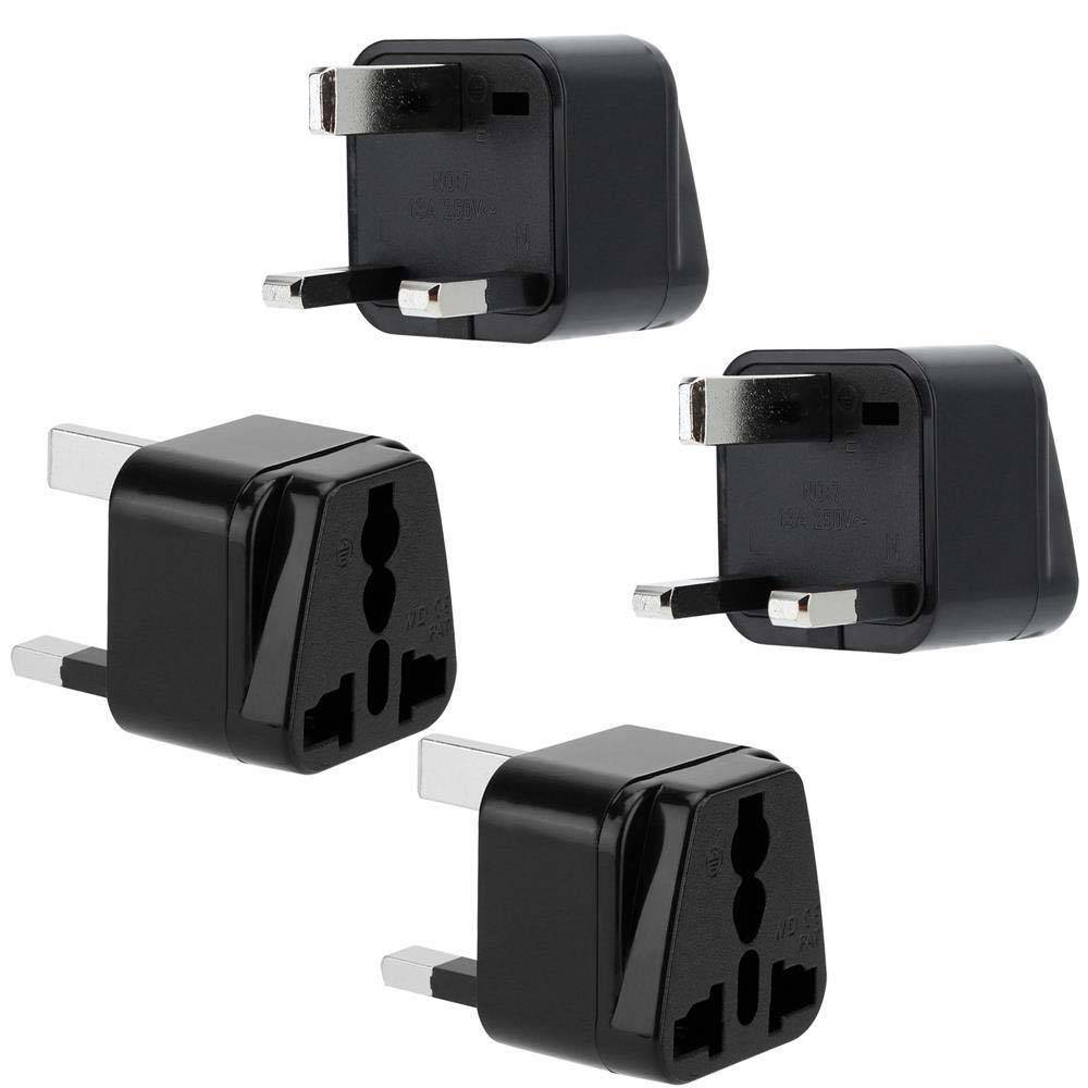 Intirilife 4x Steckdosen Adapter in SCHWARZ – 4er Set UK Typ G Steckdosen Stromadapter Reisestecker für z.B. Deutschland, Italien, Spanien, Frankr