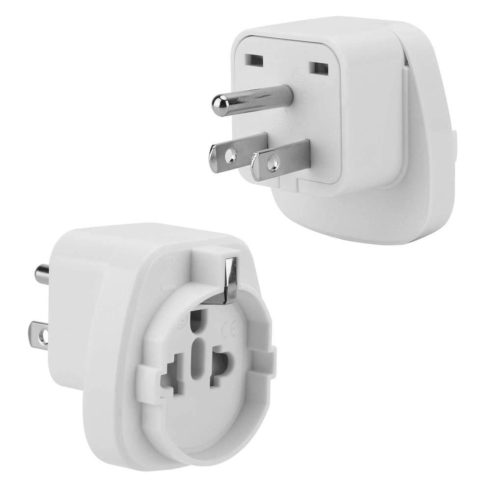 Intirilife 4x Steckdosen Adapter in WEISS – 4er Set Typ B auf EU Schuko Steckdosen Stromadapter Reisestecker für z.B. Amerika, Japan, Kanada, Thai