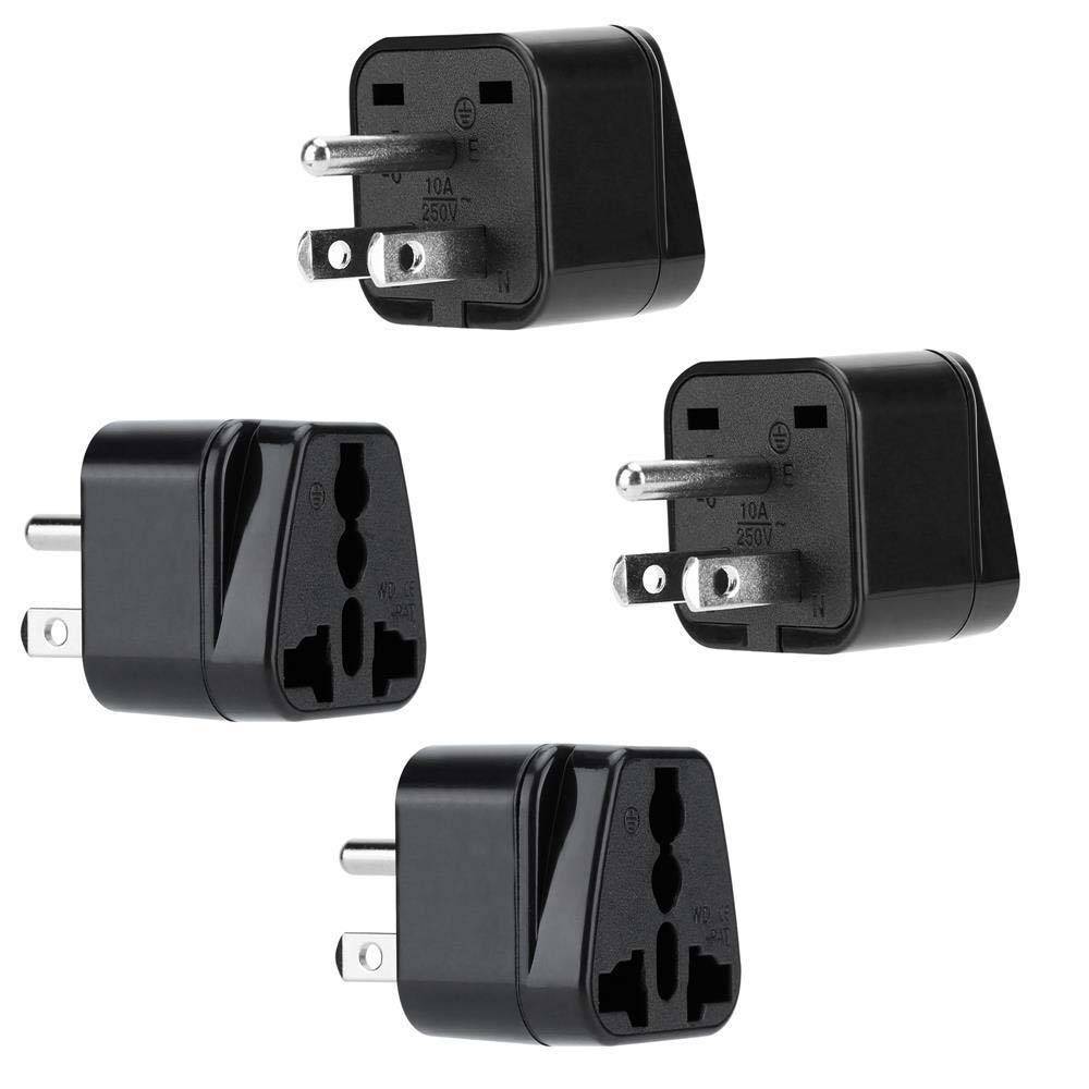 Intirilife 4x Steckdosen Adapter in SCHWARZ – 4er Set Typ B Steckdosen Stromadapter Reisestecker z.B. Deutschland, Italien, Spanien, Frankreich –