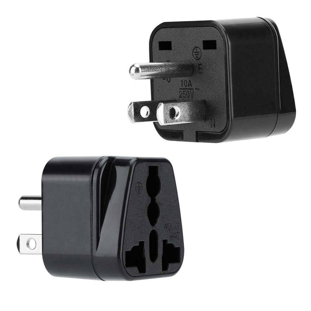 Intirilife 4x Steckdosen Adapter in SCHWARZ – 4er Set Typ B Steckdosen Stromadapter Reisestecker z.B. Deutschland, Italien, Spanien, Frankreich –