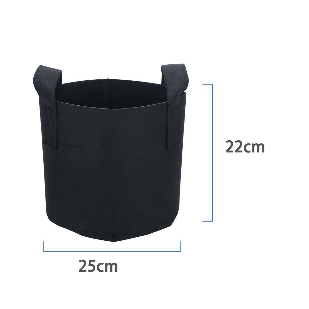 Intirilife 5x Vlies Pflanzsack in 11 Liter - 3 Gallon - 25 x 22 cm – Pflanzen Übertopf aus Vliesstoff mit Tragegriffen für Garten, Gewächshaus uv