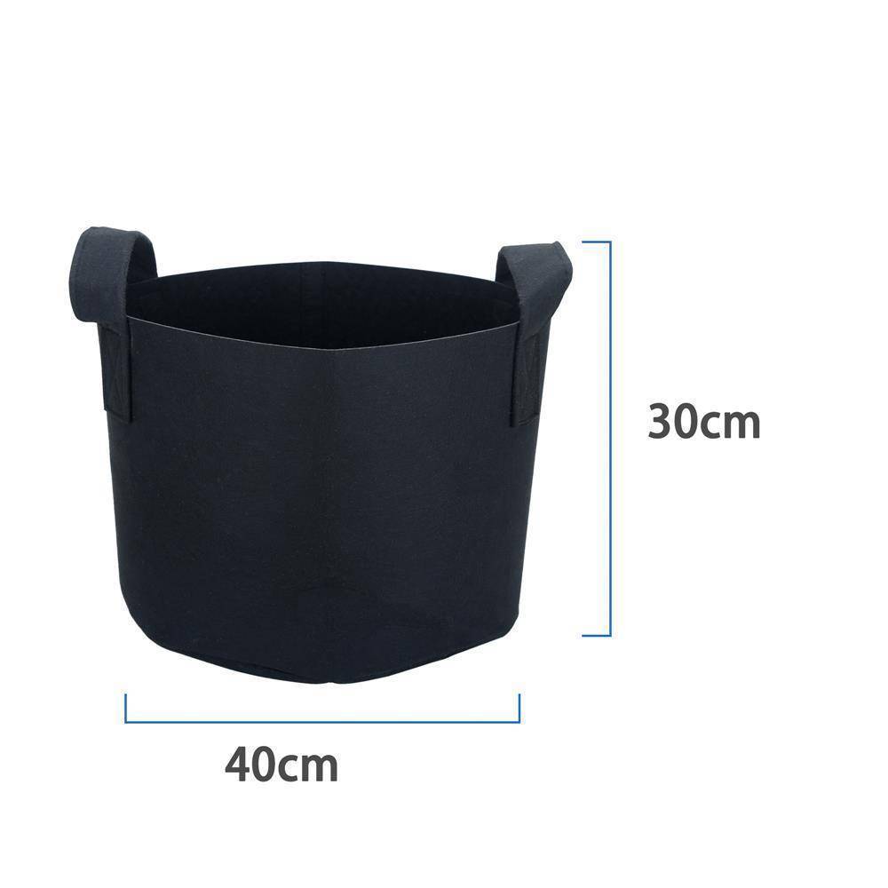 Intirilife 5x Vlies Pflanzsack in 38 Liter - 10 Gallon - 40 x 30 cm – Pflanzen Übertopf aus Vliesstoff mit Tragegriffen für Garten, Gewächshaus u