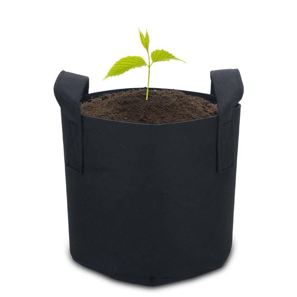 Intirilife 10x Vlies Pflanzsack in 38 Liter - 10 Gallon - 40 x 30 cm – Pflanzen Übertopf aus Vliesstoff mit Tragegriffen für Garten, Gewächshaus