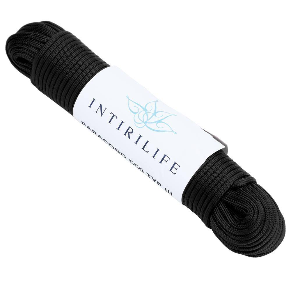 Intirilife 31m Nylon Outdoor Seil in SCHWARZ – Garten Seil 31 Meter lang und 4 mm dick – Paracord Seil Schnur reißfest und robust mit 7 Kernfäde