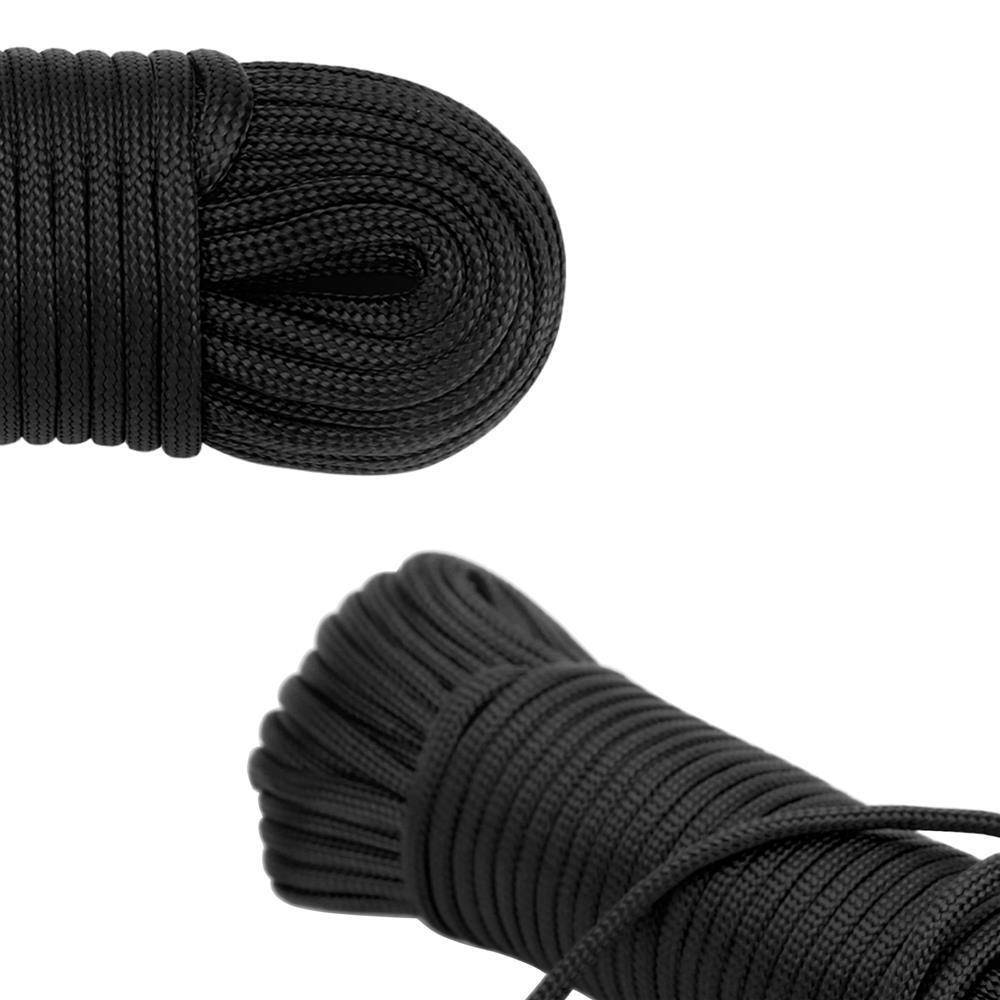 Intirilife 31m Nylon Outdoor Seil in SCHWARZ – Garten Seil 31 Meter lang und 4 mm dick – Paracord Seil Schnur reißfest und robust mit 7 Kernfäde