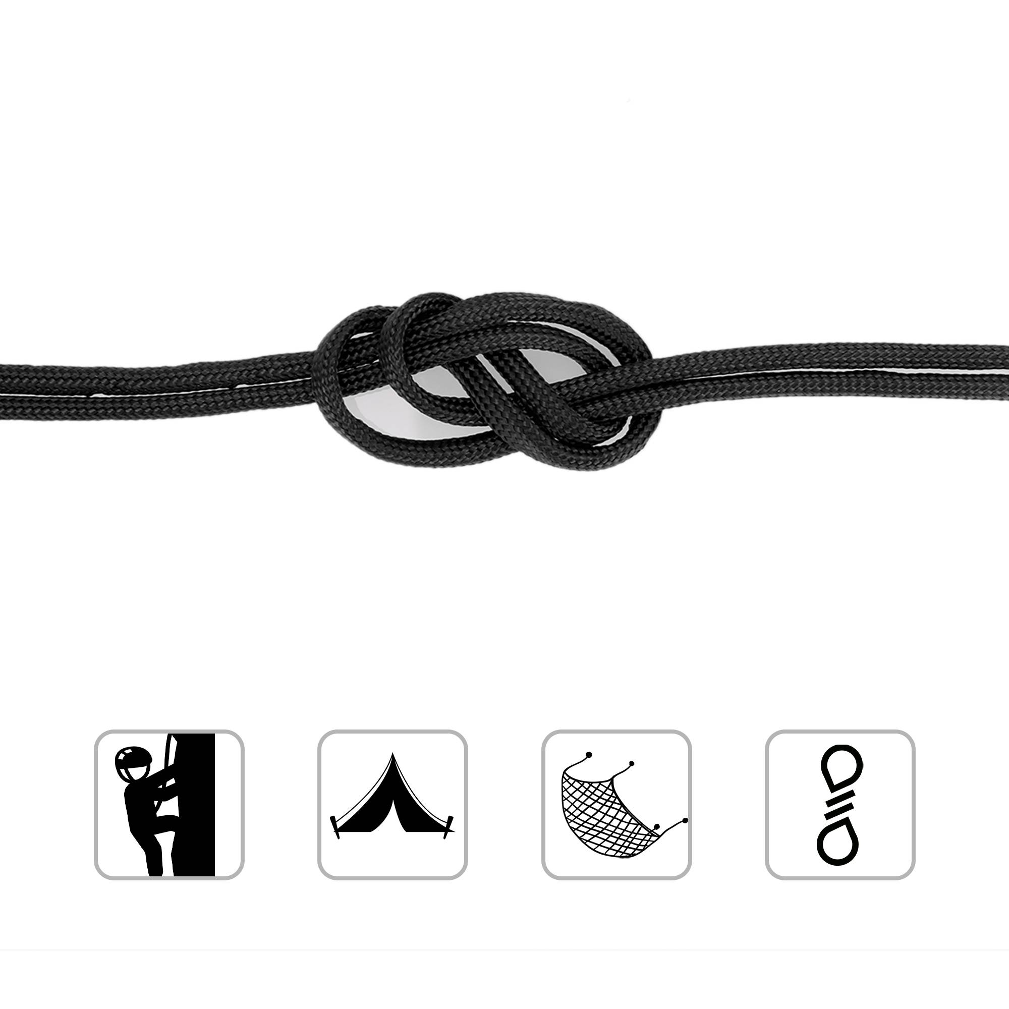 Intirilife 31m Nylon Outdoor Seil in SCHWARZ – Garten Seil 31 Meter lang und 4 mm dick – Paracord Seil Schnur reißfest und robust mit 7 Kernfäde