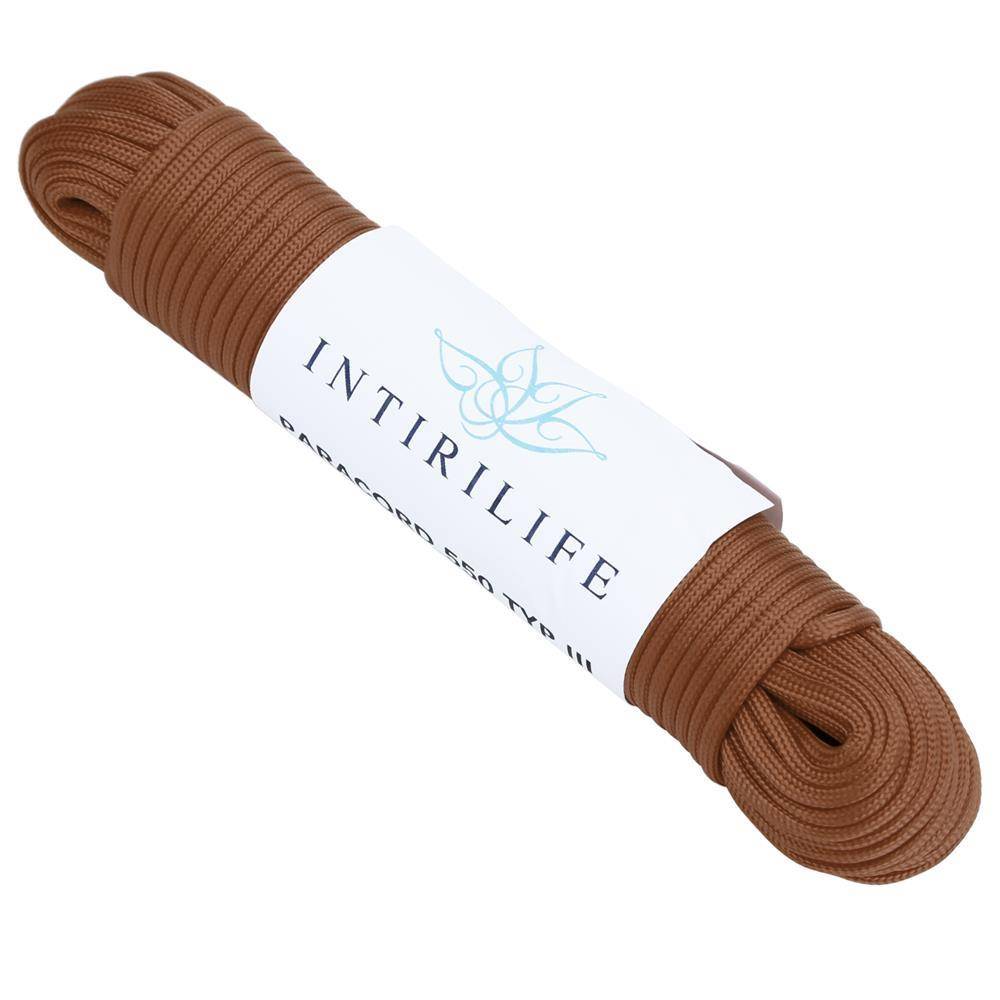 Intirilife 31m Nylon Outdoor Seil in BRAUN – Garten Seil 31 Meter lang und 4 mm dick – Paracord Seil Schnur reißfest und robust mit 7 Kernfäden