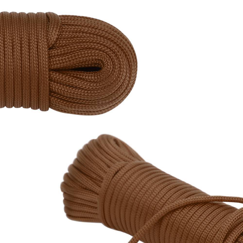 Intirilife 31m Nylon Outdoor Seil in BRAUN – Garten Seil 31 Meter lang und 4 mm dick – Paracord Seil Schnur reißfest und robust mit 7 Kernfäden