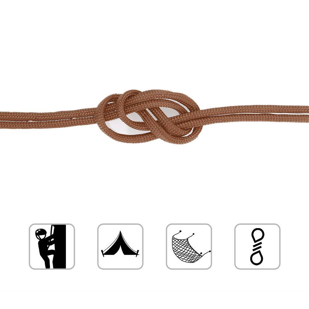 Intirilife 31m Nylon Outdoor Seil in BRAUN – Garten Seil 31 Meter lang und 4 mm dick – Paracord Seil Schnur reißfest und robust mit 7 Kernfäden