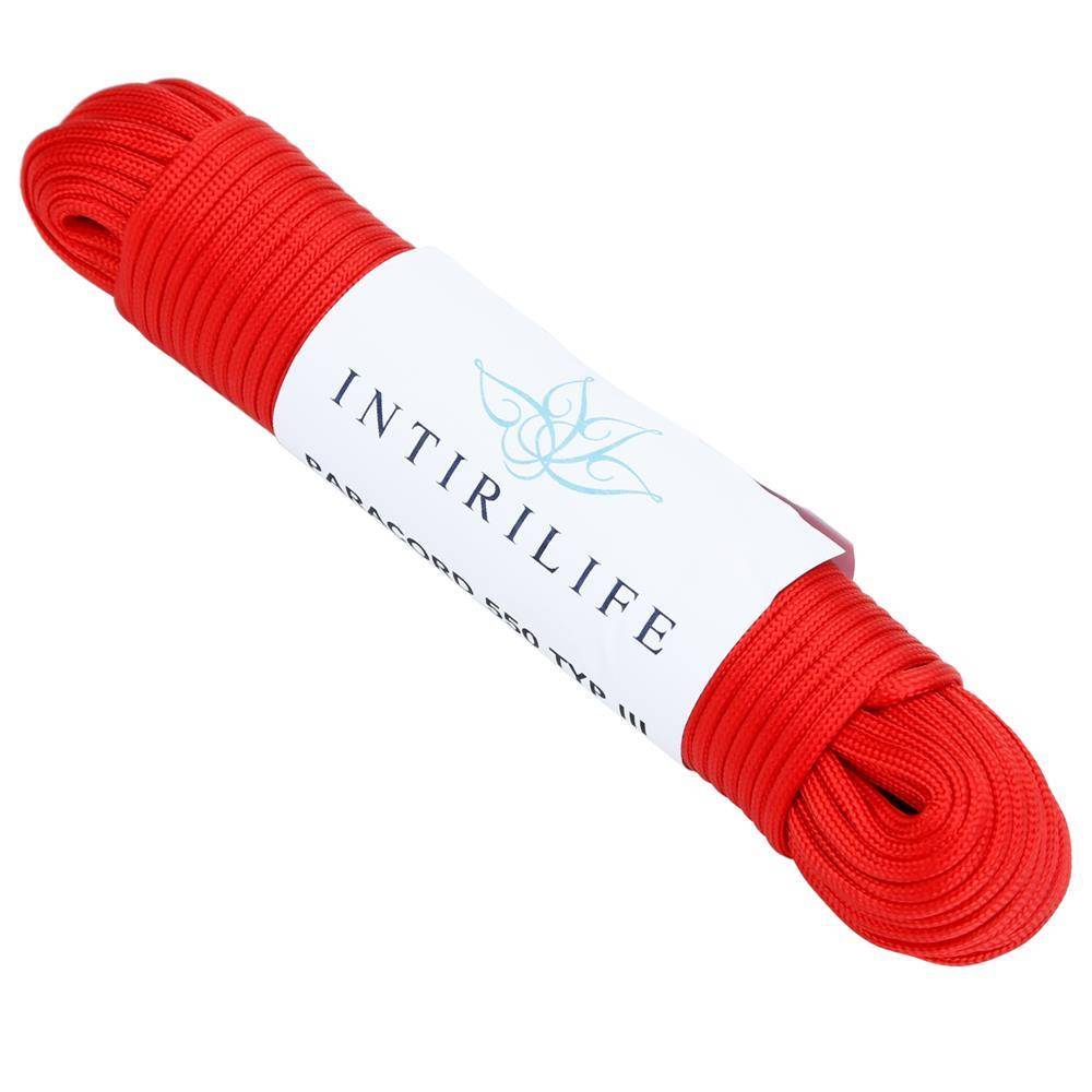 Intirilife 31m Nylon Outdoor Seil in ROT – Garten Seil 31 Meter lang und 4 mm dick – Paracord Seil Schnur reißfest und robust mit 7 Kernfäden vi