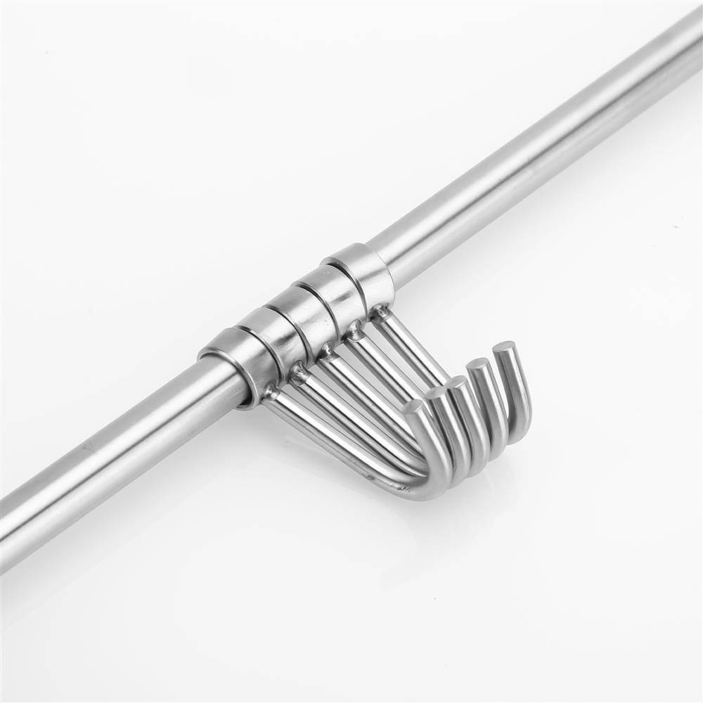 Intirilife Edelstahl Küche Hängeleiste mit 5 Haken - Küchen Reling Hängeleiste Küchenstange Wandhalterung