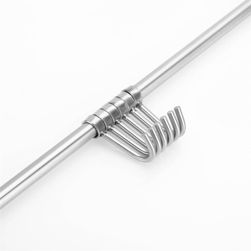 Intirilife Edelstahl Küche Hängeleiste mit 6 Haken - Küchen Reling Hängeleiste Küchenstange Wandhalterung