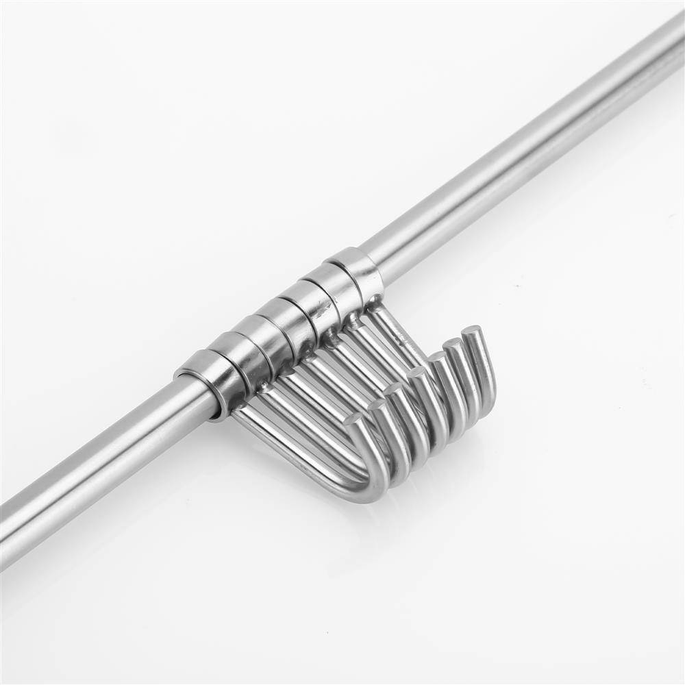 Intirilife Edelstahl Küche Hängeleiste mit 7 Haken - Küchen Reling Hängeleiste Küchenstange Wandhalterung